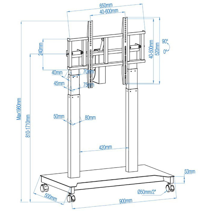 Tooq Soporte de Suelo Eléctrico UROS FSM03-B para TV 52-84 pulgadas